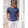 COOFANDY Mens Henley Shirts Short Sleeve Casual T Shirt Plain Slim Fit Henley Stylish Summer Tee Shirts with Pocket(Blue2)