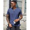 COOFANDY Mens Henley Shirts Short Sleeve Casual T Shirt Plain Slim Fit Henley Stylish Summer Tee Shirts with Pocket(Blue2)