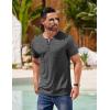 COOFANDY Mens Henley Shirts Short Sleeve Casual T Shirt Plain Slim Fit Henley Stylish Summer Tee Shirts with Pocket(Dark Grey)