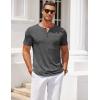 COOFANDY Mens Henley Shirts Short Sleeve Casual T Shirt Plain Slim Fit Henley Stylish Summer Tee Shirts with Pocket(Dark Grey)