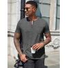 COOFANDY Mens Henley Shirts Short Sleeve Casual T Shirt Plain Slim Fit Henley Stylish Summer Tee Shirts with Pocket(Dark Grey)