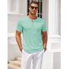 COOFANDY Mens Henley Shirts Short Sleeve Casual T Shirt Plain Slim Fit Henley Stylish Summer Tee Shirts with Pocket(Ice Green)