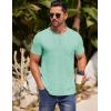 COOFANDY Mens Henley Shirts Short Sleeve Casual T Shirt Plain Slim Fit Henley Stylish Summer Tee Shirts with Pocket(Ice Green)