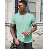 COOFANDY Mens Henley Shirts Short Sleeve Casual T Shirt Plain Slim Fit Henley Stylish Summer Tee Shirts with Pocket(Ice Green)