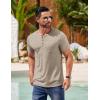 COOFANDY Mens Henley Shirts Short Sleeve Casual T Shirt Plain Slim Fit Henley Stylish Summer Tee Shirts with Pocket(Khaki)
