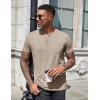 COOFANDY Mens Henley Shirts Short Sleeve Casual T Shirt Plain Slim Fit Henley Stylish Summer Tee Shirts with Pocket(Khaki)