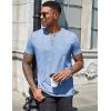 COOFANDY Mens Henley Shirts Short Sleeve Casual T Shirt Plain Slim Fit Henley Stylish Summer Tee Shirts with Pocket(Light Blue)
