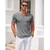 COOFANDY Mens Henley Shirts Short Sleeve Casual T Shirt Plain Slim Fit Henley Stylish Summer Tee Shirts with Pocket(Light Grey)