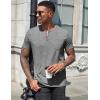COOFANDY Mens Henley Shirts Short Sleeve Casual T Shirt Plain Slim Fit Henley Stylish Summer Tee Shirts with Pocket(Light Grey)