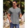 COOFANDY Mens Henley Shirts Short Sleeve Casual T Shirt Plain Slim Fit Henley Stylish Summer Tee Shirts with Pocket(Light Grey)