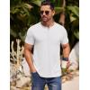 COOFANDY Mens Henley Shirts Short Sleeve Casual T Shirt Plain Slim Fit Henley Stylish Summer Tee Shirts with Pocket(White)