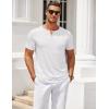 COOFANDY Mens Henley Shirts Short Sleeve Casual T Shirt Plain Slim Fit Henley Stylish Summer Tee Shirts with Pocket(White)