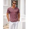 COOFANDY Mens Henley Shirts Short Sleeve Casual T Shirt Plain Slim Fit Henley Stylish Summer Tee Shirts with Pocket(Wine Red)
