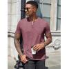 COOFANDY Mens Henley Shirts Short Sleeve Casual T Shirt Plain Slim Fit Henley Stylish Summer Tee Shirts with Pocket(Wine Red)