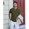 COOFANDY Men’s Henley Shirts Short Sleeve Collarless Button T-Shirt Fashion Casual Basic Tee Tops(Army Green)