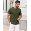 COOFANDY Men’s Henley Shirts Short Sleeve Collarless Button T-Shirt Fashion Casual Basic Tee Tops(Army Green)