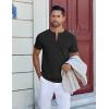 COOFANDY Men’s Henley Shirts Short Sleeve Collarless Button T-Shirt Fashion Casual Basic Tee Tops(Black)