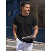 COOFANDY Men’s Henley Shirts Short Sleeve Collarless Button T-Shirt Fashion Casual Basic Tee Tops(Black)
