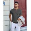 COOFANDY Men’s Henley Shirts Short Sleeve Collarless Button T-Shirt Fashion Casual Basic Tee Tops(Dark Grey)
