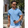 COOFANDY Men’s Henley Shirts Short Sleeve Collarless Button T-Shirt Fashion Casual Basic Tee Tops(Light Blue)
