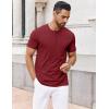 COOFANDY Men’s Henley Shirts Short Sleeve Collarless Button T-Shirt Fashion Casual Basic Tee Tops(Wine Red)