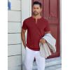 COOFANDY Men’s Henley Shirts Short Sleeve Collarless Button T-Shirt Fashion Casual Basic Tee Tops(Wine Red)