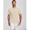COOFANDY Men’s Henley Shirts Short Sleeve Ribbed T-Shirts Bodybuilding Workout Tee Shirts(Beige)