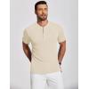 COOFANDY Men’s Henley Shirts Short Sleeve Ribbed T-Shirts Bodybuilding Workout Tee Shirts(Beige)