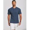 COOFANDY Men’s Henley Shirts Short Sleeve Ribbed T-Shirts Bodybuilding Workout Tee Shirts(Grey Blue)