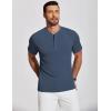 COOFANDY Men’s Henley Shirts Short Sleeve Ribbed T-Shirts Bodybuilding Workout Tee Shirts(Grey Blue)