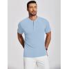 COOFANDY Men’s Henley Shirts Short Sleeve Ribbed T-Shirts Bodybuilding Workout Tee Shirts(Light Blue)