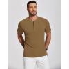 COOFANDY Men’s Henley Shirts Short Sleeve Ribbed T-Shirts Bodybuilding Workout Tee Shirts(Light Brown)