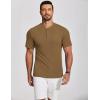 COOFANDY Men’s Henley Shirts Short Sleeve Ribbed T-Shirts Bodybuilding Workout Tee Shirts(Light Brown)