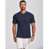 COOFANDY Men’s Henley Shirts Short Sleeve Ribbed T-Shirts Bodybuilding Workout Tee Shirts(Navy Blue)