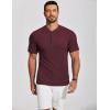 COOFANDY Men’s Henley Shirts Short Sleeve Ribbed T-Shirts Bodybuilding Workout Tee Shirts(Wine Red)
