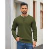 COOFANDY Mens Henley Sweater Long Sleeve Quarter Button Sweaters Casual Knit Pullover Sweater(Army Green)