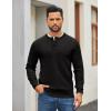 COOFANDY Mens Henley Sweater Long Sleeve Quarter Button Sweaters Casual Knit Pullover Sweater(Black)
