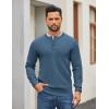 COOFANDY Mens Henley Sweater Long Sleeve Quarter Button Sweaters Casual Knit Pullover Sweater(Blue)