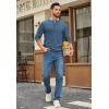 COOFANDY Mens Henley Sweater Long Sleeve Quarter Button Sweaters Casual Knit Pullover Sweater(Blue)