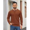 COOFANDY Mens Henley Sweater Long Sleeve Quarter Button Sweaters Casual Knit Pullover Sweater(Caramel)