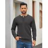 COOFANDY Mens Henley Sweater Long Sleeve Quarter Button Sweaters Casual Knit Pullover Sweater(Dark Grey)