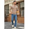 COOFANDY Mens Henley Sweater Long Sleeve Quarter Button Sweaters Casual Knit Pullover Sweater(Dark Khaki)