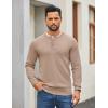 COOFANDY Mens Henley Sweater Long Sleeve Quarter Button Sweaters Casual Knit Pullover Sweater(Dark Khaki)