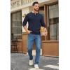 COOFANDY Mens Henley Sweater Long Sleeve Quarter Button Sweaters Casual Knit Pullover Sweater(Dark Navy Blue)