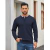 COOFANDY Mens Henley Sweater Long Sleeve Quarter Button Sweaters Casual Knit Pullover Sweater(Dark Navy Blue)