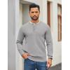 COOFANDY Mens Henley Sweater Long Sleeve Quarter Button Sweaters Casual Knit Pullover Sweater(Light Grey)