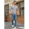 COOFANDY Mens Henley Sweater Long Sleeve Quarter Button Sweaters Casual Knit Pullover Sweater(Light Grey)
