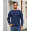 COOFANDY Mens Henley Sweater Long Sleeve Quarter Button Sweaters Casual Knit Pullover Sweater(Navy Blue)