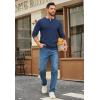 COOFANDY Mens Henley Sweater Long Sleeve Quarter Button Sweaters Casual Knit Pullover Sweater(Navy Blue)