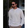 COOFANDY Mens Henley Sweater Long Sleeve Quarter Button Sweaters Casual Knit Pullover Sweater(White)